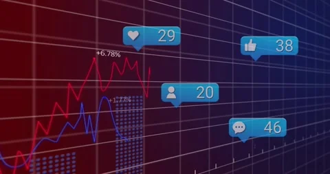 Gradient grid initiating bubbles updating counts graphs rising bars forming Stock Footage 326191158