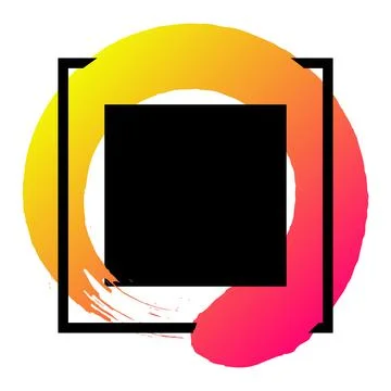 Gradient grunge circle brush stroke with black square frame for photo Illustrazione stock