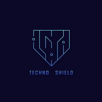 Gradient guard shield technology logo design illustration. Stock Illustration