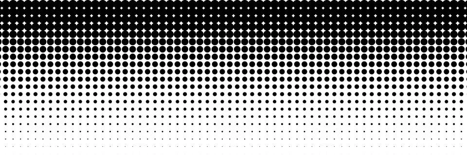 Gradient of halftone black dots on a white background. Pop art texture. Comic Stock Illustration