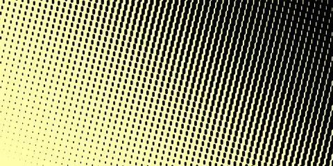 Gradient of halftone black dots on a yellow background. Pop art texture. Co.. 스톡 일러스트