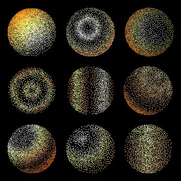 Gradient halftone dotwork. Circle with golden dots Stock Illustration