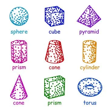 Gradient halftone dotwork. Geometrical solids Stock Illustration