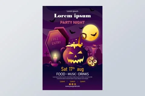 Gradient halloween vertical flyer template vector design Stock Illustration