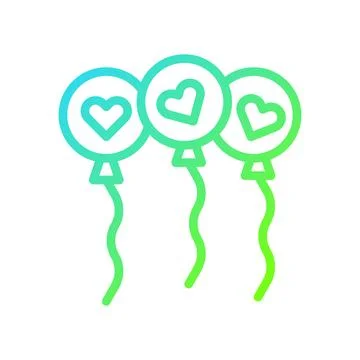 Gradient Heart Balloons for Celebration Graphics Stock Illustration