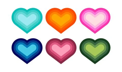 Gradient Heart Set  Abstract Multicolor Layered Love Icons Illustrazione stock