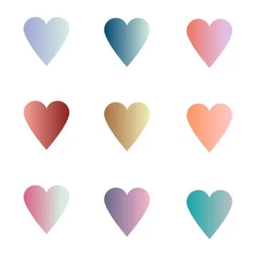 Gradient heart set. Colored heart collection. Valentine's Day illustration is Stock Illustration