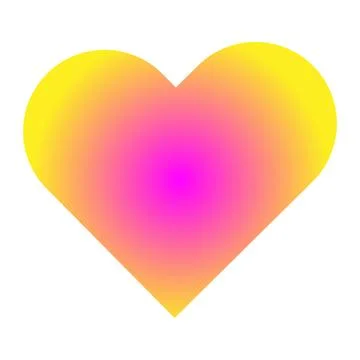Gradient heart shape yellow pink and purple on a white background Stock Illustration