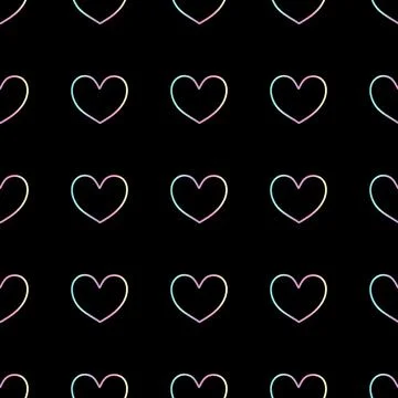 Gradient hearts pattern on black background. Vector.	 Stock Illustration