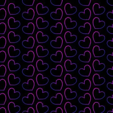 Gradient hearts pattern on black background. Vector.	 Stock Illustration