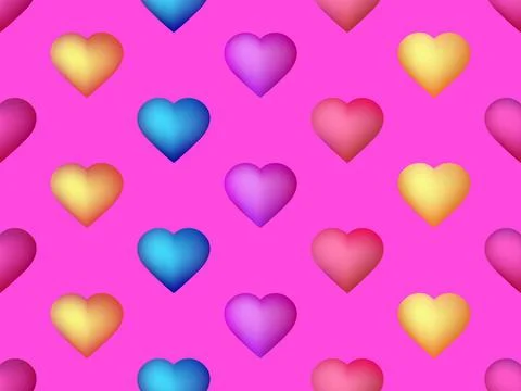 Gradient hearts seamless pattern. Happy Valentines Day, 14 February. Multi .. Stockillustratie