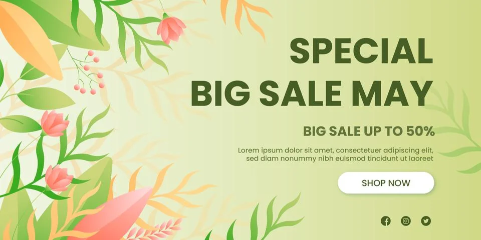 Gradient hello may horizontal banner Stock Illustration