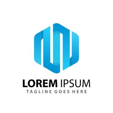 Gradient Hexagonal Abstract Letter N + N Business Company Modern Logo Design Stock Illustration