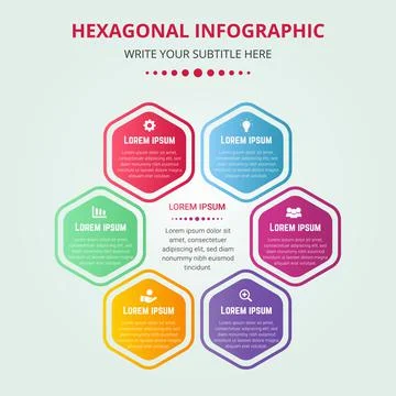 Gradient hexagonal infographic template Stock Illustration