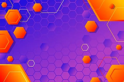 Gradient Hexagonal Purple Orange Background Wallpaper Ilustração Stock