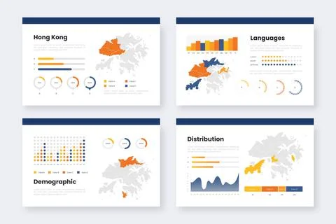 Gradient hong kong map infographics template Illustrazione stock
