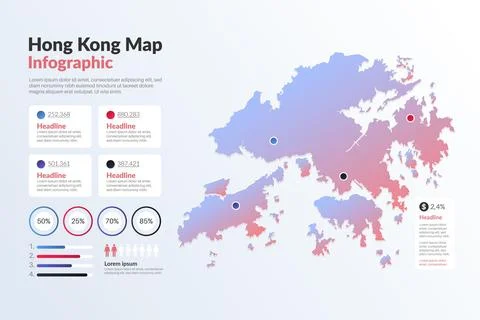 Gradient hong kong map statistics Illustrazione stock