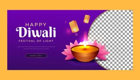 Gradient horizontal banner template for hindu diwali festival celebration Stock Illustration