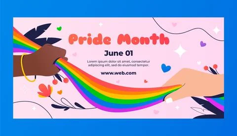 Gradient horizontal banner template for pride month celebration Stock Illustration