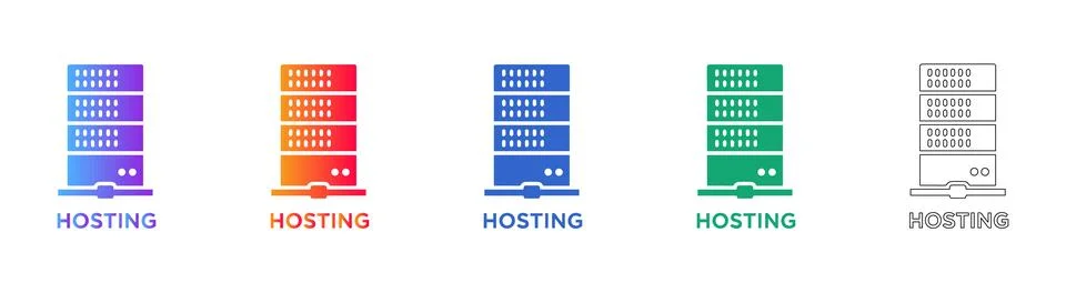 Gradient Hosting Server Infrastructure Icon Set Illustrazione stock
