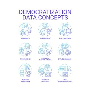 Gradient icons for data democratization concepts 스톡 일러스트