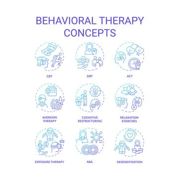 Gradient icons representing behavioral therapy concepts Illustrazione stock