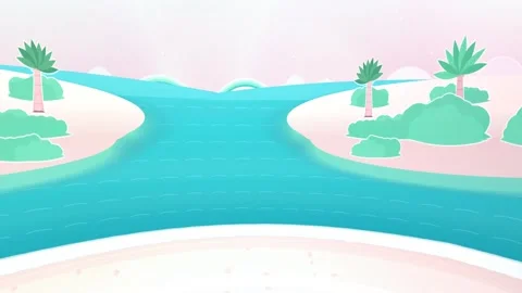 Gradient icy turquoise paradise island scene ambient motion background with radi Stock Footage 339314977