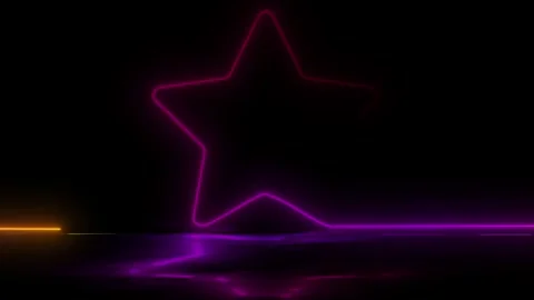 Gradient illuminate abstract star movement design with wet floor and neon glow. Video stock 242514117