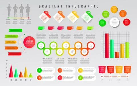 Gradient infographics element of chart, graph, diagram. Stock Illustration