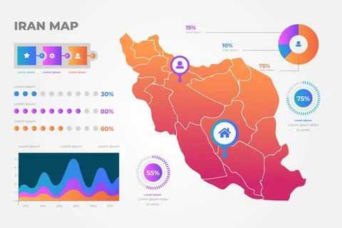 Gradient iran map graphics Stock Illustration