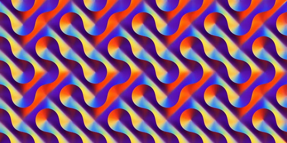 Gradient iridescent chrome wavy surface. 3d pattern. Wall decorative Stock Illustration