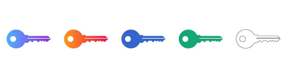 Gradient Key Icons for Security and Access Systems Illustrazione stock