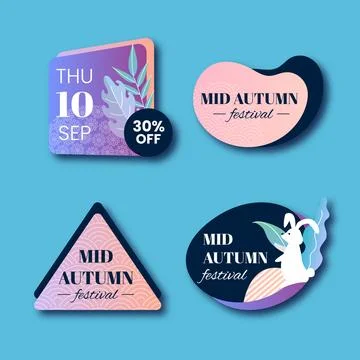 Gradient labels collection for mid-autumn festival celebration Stock Illustration