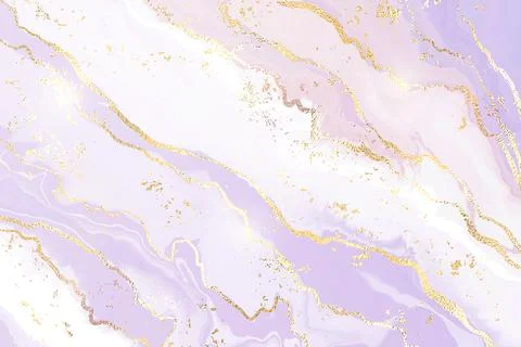 Gradient lavender liquid marble or watercolor background with glitter foil Illustrazione stock