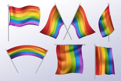 Gradient lgbt pride month flags collection Stock Illustration