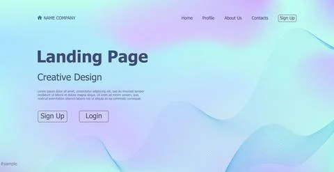 Gradient light web template landing page digital website landing page design  Stock Illustration