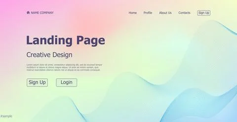 Gradient light web template landing page digital website landing page design  Illustrazione stock