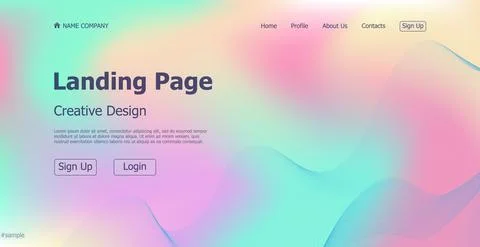 Gradient light web template landing page digital website landing page design  Stock Illustration