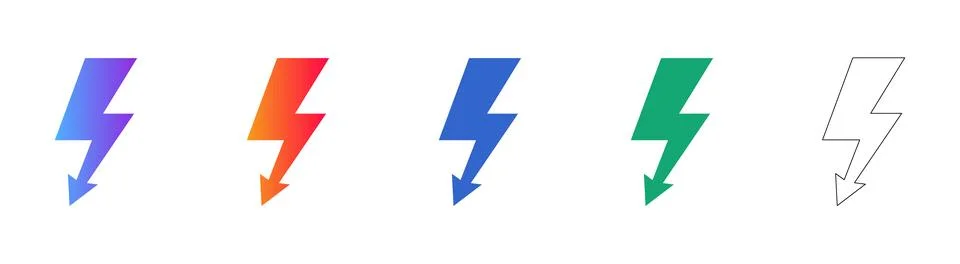 Gradient Lightning Bolt Icons for Energy Concepts Stock Illustration