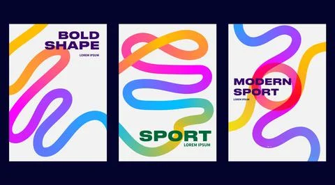 Gradient line posters with abstract backgrounds and colorful Stock-Illustration