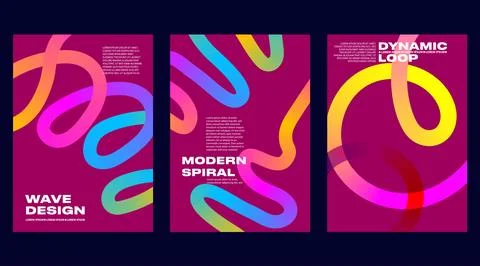 Gradient line posters with abstract backgrounds and colorful Stock Illustration