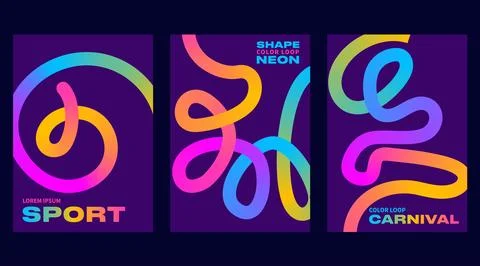 Gradient line posters with abstract backgrounds and colorful Stock Illustration