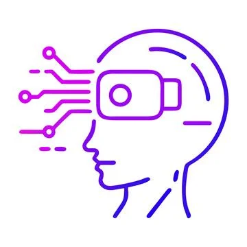 Gradient-line-vector-of-a-sleek-robotic-head-with- Stock Illustration