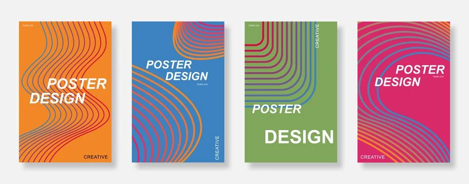Gradient line wave poster background set Illustrazione stock