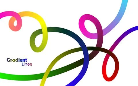 Gradient lines abstract design with colorful flowing wavy shapes on white b.. 스톡 일러스트
