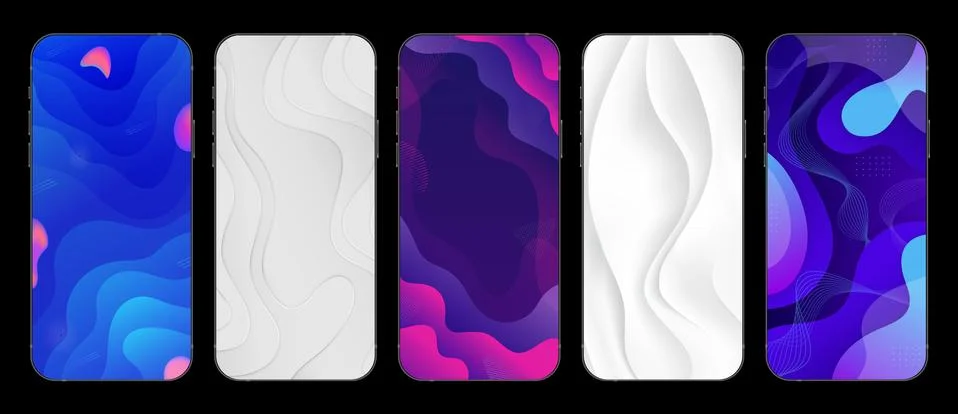 Gradient Liquid Background Set for Stories in Social Media. Realistic White Stock Illustration