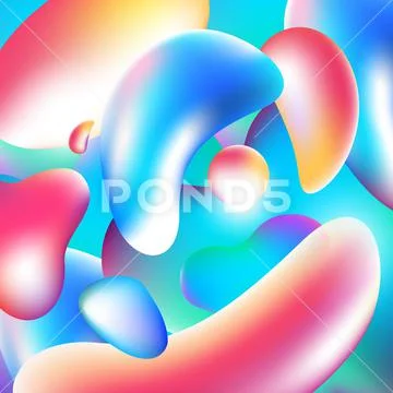 Gradient liquid shapes abstract background Illustration #163212036