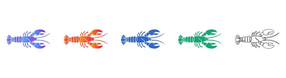 Gradient Lobster Icon Collection Stock Illustration