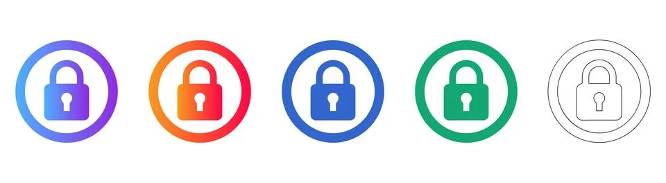 Gradient Lock Security Icons for Cybersecurity Concepts Stock Illustration