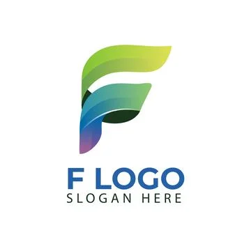 Gradient logo design resembling the letter F with a leaf motif Stock Illustration